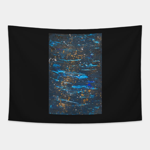 Abstract in Blue and Gold Tapestry by artdamnit