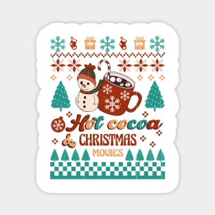 Hot Cocoa Christmas Movies, Retro Christmas Magnet