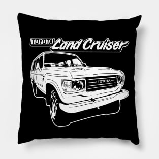 Hand-drawn FJ60 with emblem in white Pillow