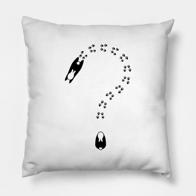 Question mark with bunny paw prints. Pillow by CraftCloud