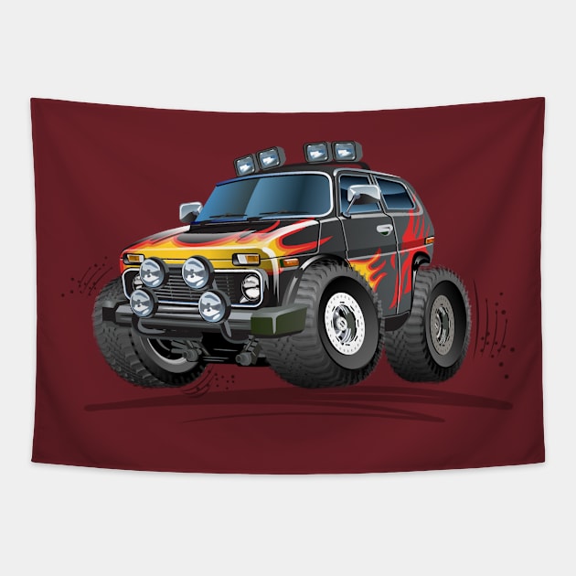 Cartoon jeep Tapestry by Mechanik