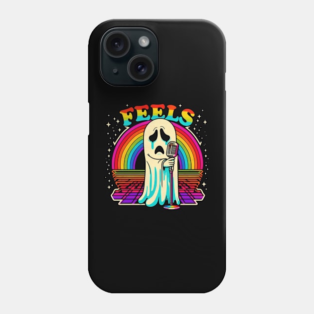 Feels, Retro Sad Ghost Illustration Phone Case by TeeTrendz