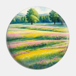 Watercolor Inspired Meadow Scenery Pin