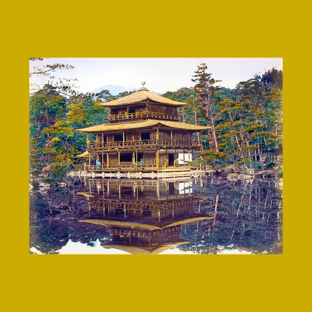 Kinkaku-ji, Temple of the Golden Pavilion, Kyoto, Japan 1865 by rocketshipretro