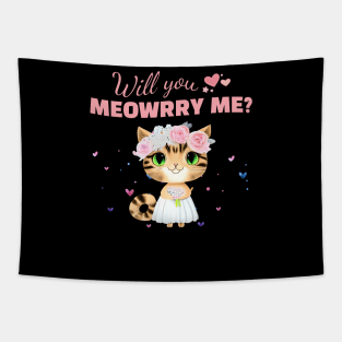 Funny Cat Bride Tapestry