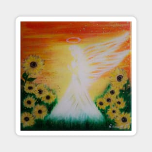 Angel in the sunflower field Magnet