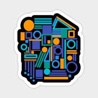 Geometric pattern happy color blue Magnet