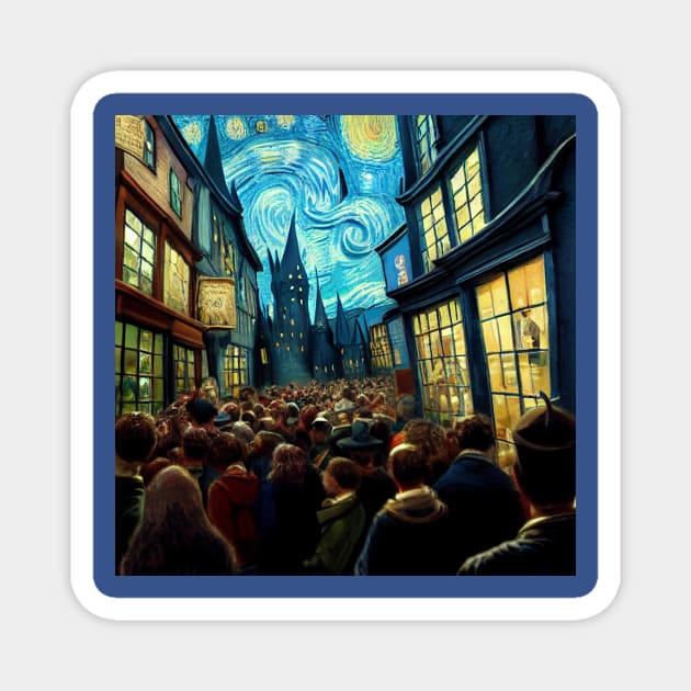 Starry Night in Diagon Alley Magnet by Grassroots Green