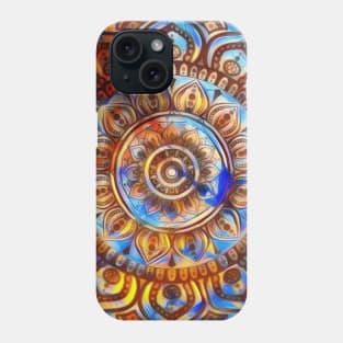 Digital Fluid Art Design - Flip Cup Technique - Blue Mandala Phone Case