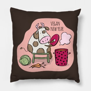 cow vegan new year Pillow