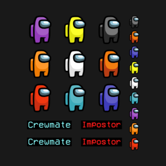 sticker set among us crewmate impostor among us t shirt teepublic