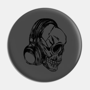 Skull Headphones Distressed Pin