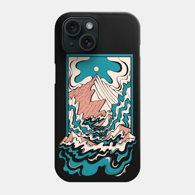 Waves to the mountains Phone Case by Swadeillustrations