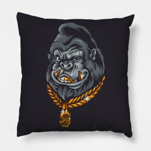 Funny Retro Rich Gorilla Head Pillow