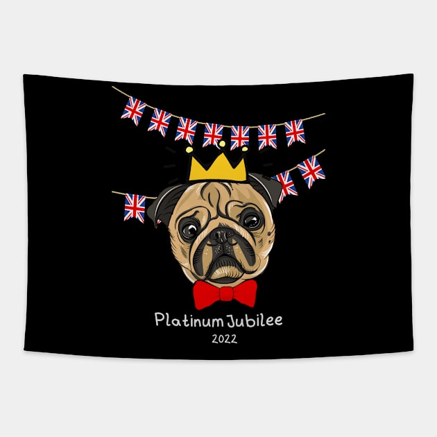 Platinum Jubilee Pug Tapestry by Katebi Designs