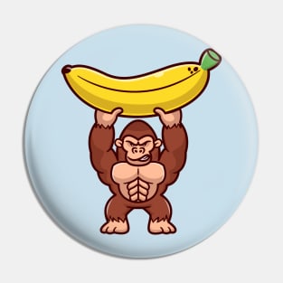 Cute Gorilla Lift Big Banana Cartoon Pin