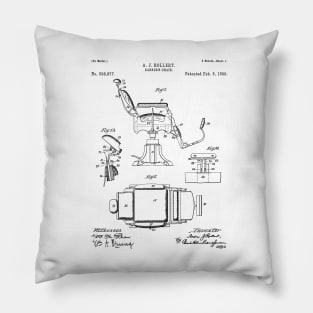 Barbers Chair Patent - Barber Art - Black And White Pillow