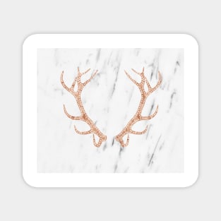 Rose gold antlers on soft white marble Magnet