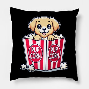 Pupcorn Cute Puppy Popcorn Funny Pun Pillow