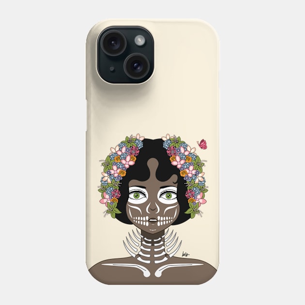 Skullflower Phone Case by Munchbud Ink