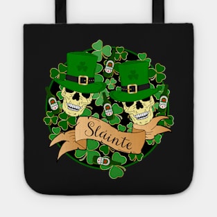St Patricks Irish Sláinte Beers and Skulls Quote Tote
