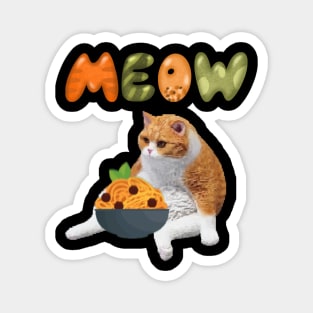 Funny Cat eating spaghetti Magnet