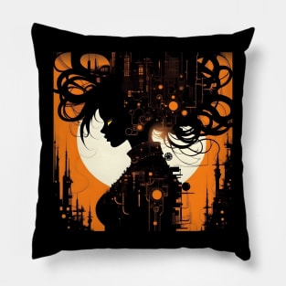 Atompunk girl art Pillow