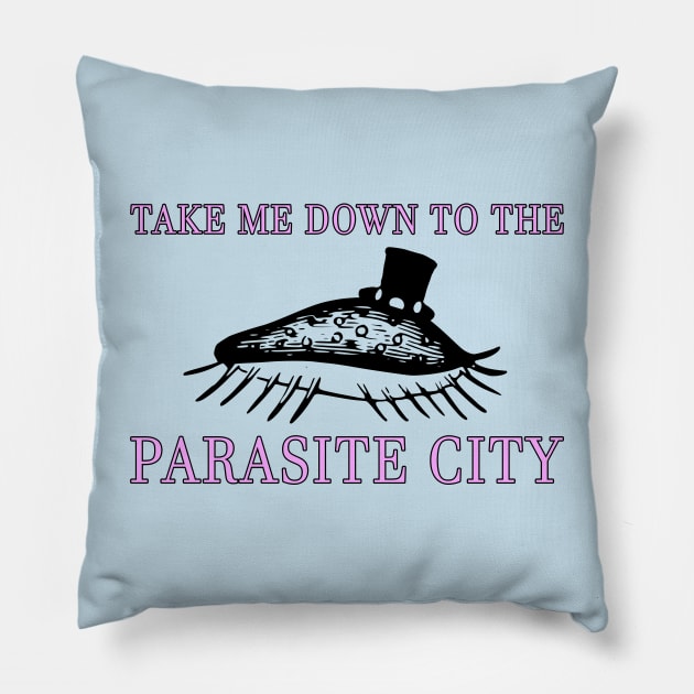 Parasite City Pillow by Damp Squib