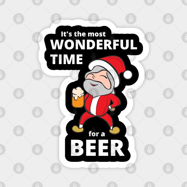 It's the most wonderful time for a beer Funny Christmas Santa Magnet by JustCreativity