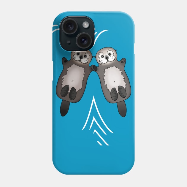 Otters Holding Hands - Otter Couple Phone Case by prettyinink