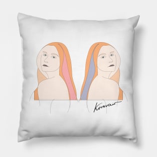 Silent Eve Miroir #woman #girl #beauty #fineart #popart #home #decor #fashion #buyart #artprint #minimal #drawing Pillow