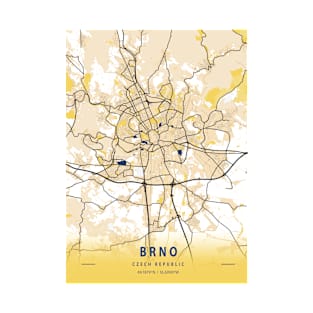 Brno - Czech Republic Yellow City Map T-Shirt