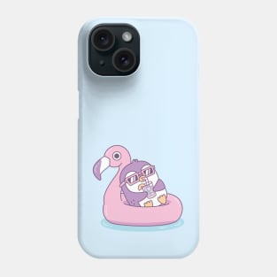 Cute Purple Penguin Chillin On Pink Flamingo Pool Float Phone Case