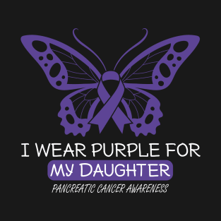 I Wear Purple For my Daughter Pancreatic Butterfly T-Shirt