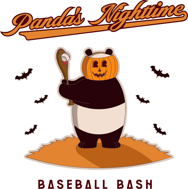 Pumpkin Panda: Baseball Bash Kids T-Shirt by CuteAndCoolStudio