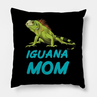 Iguana Mom for Iguana Lovers, Blue Pillow