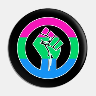 Black Lives Matter Fist Circled LGBTQ Flag Polysexual Pin