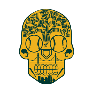 Oakland Baseball Sugar Skull Sticker T-Shirt