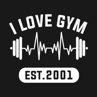 Funny Workout Gifts Heart Rate Design I Love Gym EST 2001 T-Shirt