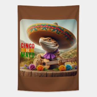 Happy Cinco de Mayo 2024 Guitar Sombrero Lizard Tapestry