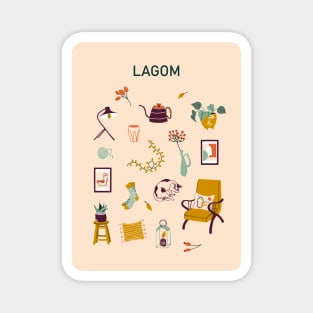 Print with Lagom lettering and cozy home stuff Magnet