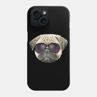 Funny pug, Cute french bulldog with glasses Phone Case