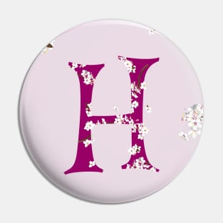 Monogram fairy flowers, letter H Pin