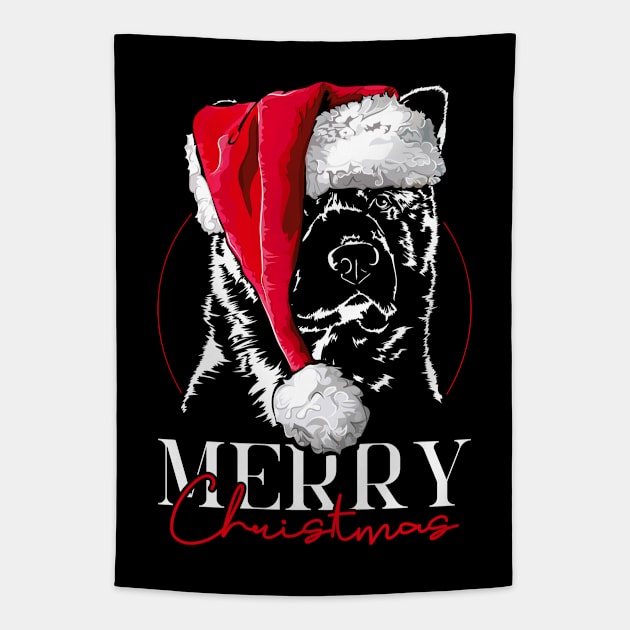 Funny Santa Akita Merry Christmas dog mom Tapestry by wilsigns