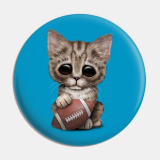 Cute Kitten Playing With Football Pin