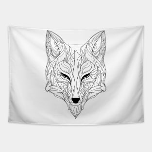 Abstract Fox Essence: Intricate Line Art Interpretation Tapestry