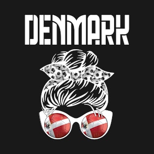 Denmark Football Messy Bun T-Shirt