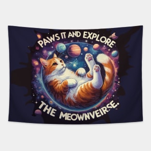 Paws it and Explore the Meowniverse - Cute Cat in Space Design Tapestry