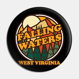 Vintage Falling Waters, West Virginia Mountain Hiking Print Pin