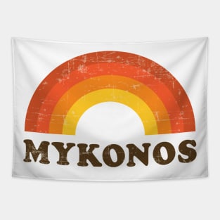 Vintage Mykonos Greece Souvenir 60s Style Retro Rainbow Tapestry